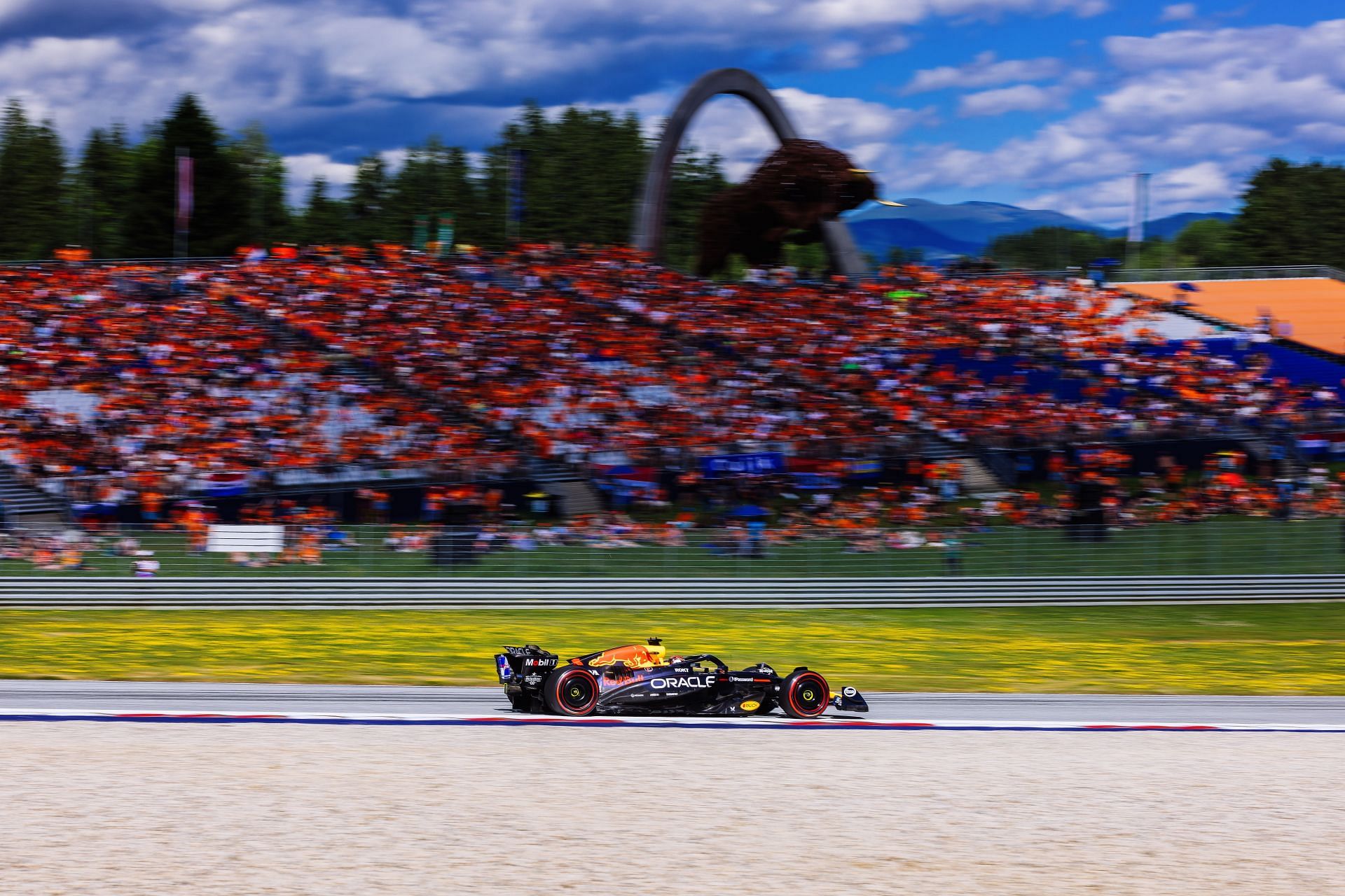 Max Verstappen from the Netherlands, from the Oracle Red Bull Racing team, drives around the Red Bull Ring. Source: Getty